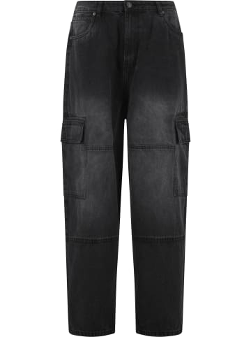 Urban Classics Urban Classics Tapered Heavy Ounce Baggy Cargo Jeans in black washed