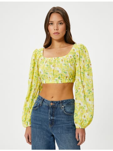 KOTON Bluse in Gelb Gemustert