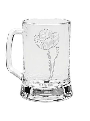 Mr. & Mrs. Panda Gravur Bierkrug Blume Mohnblume ohne Spruch in Transparent