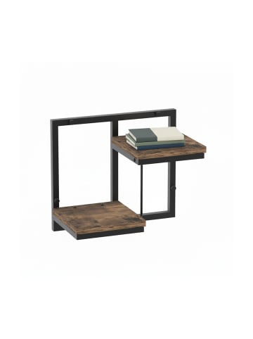 relaxdays Wandregal in Schwarz/ Braun - (B)32,5 x (H)29 x (T)19 cm