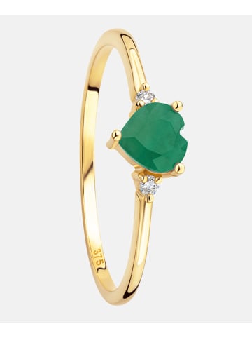 Diamant L'éternel Ring aus 375 Gelbgold mit 0.43 Karat Diamant mit Smaragd