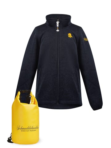 Schmuddelwedda Strickfleecejacke + Tagesrucksack - Set in Marine Melange