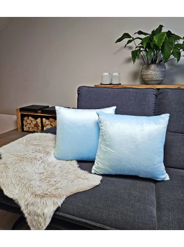 JACK 2er Set Teddy Flausch Kissenhülle Kissenbezug in Hellblau