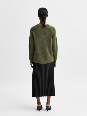 SELECTED FEMME Strick Pullover SLFLULU Wollpullover Rundhals Sweater in Grün