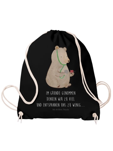 Mr. & Mrs. Panda Jutebeutel Bär Arzt mit Spruch in Schwarz