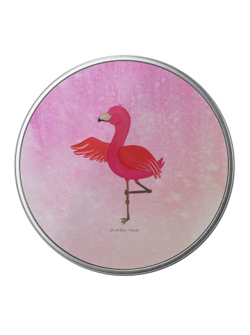 Mr. & Mrs. Panda Zuckerdose Flamingo Yoga ohne Spruch in Aquarell Pink