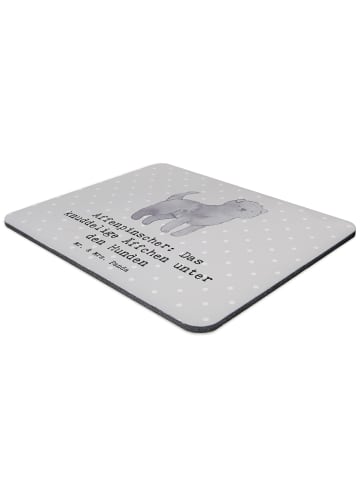 Mr. & Mrs. Panda Mouse Pad Affenpinscher Äffchen mit Spruch in Grau Pastell