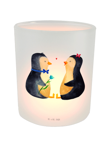 Mr. & Mrs. Panda Kerzenhalter Pinguin Pärchen ohne Spruch in Transparent