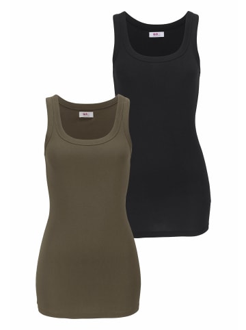 FLASHLIGHTS Tanktop in khaki, schwarz-uni-uni