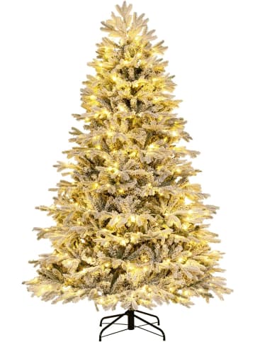COSTWAY 210 cm Künstlicher Weihnachtsbaum mit Schnee und Beleuchtung in Grün