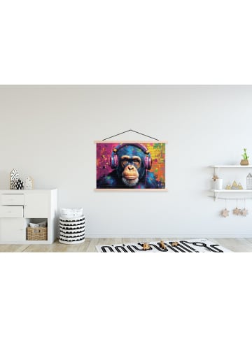 MuchoWow Poster mit Leiste Bunte Schimpanse  (BxH)