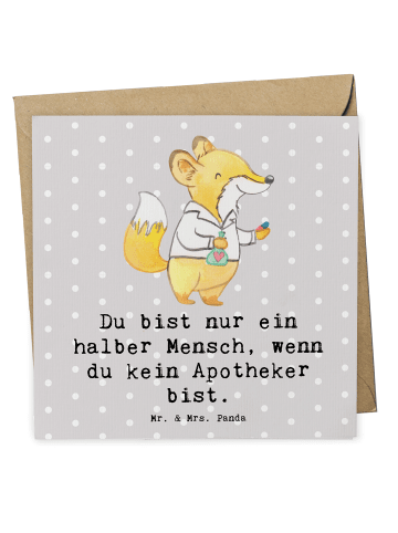 Mr. & Mrs. Panda Glückwunschkarte Apotheker Herz mit Spruch in Grau Pastell
