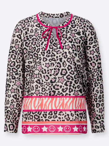 Sieh an! Langarm-Bluse in elfenbein-schwarz-bedruckt