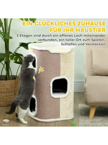 Pawhut Kratztonne Beige+Weiß 40L x 40B x 74H cm