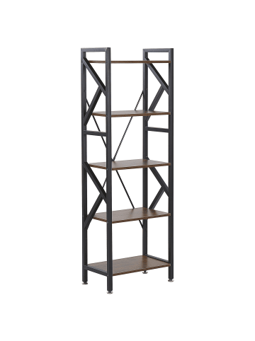 Beliani Bücherregal DALE in Braun/Schwarz - (W) 47 x (H) 150 x (L) 30 cm