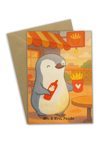 Mr. & Mrs. Panda Grußkarte Pinguin Pommes Design ohne Spruch in Weiß