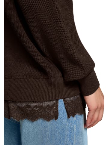 Zero Strickpullover mit Spitzenkante in Chocolate Plum