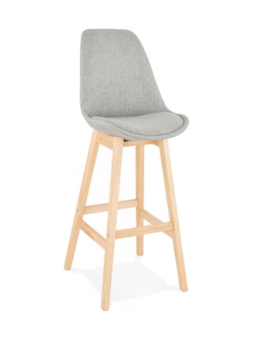 KADIMA DESIGN Barhocker mit Gepolstertem Sitz aus Holz und Textilien in Grau-Beige