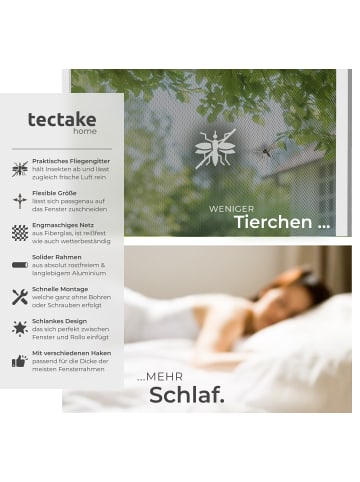 tectake Insektenschutzgitter für Fenster 130x150 cm, zuschneidbar, wetterfest