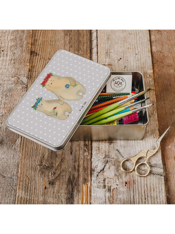 Mr. & Mrs. Panda Geschenkbox Bären mit Blumenkranz ohne Spruch in Grau Pastell