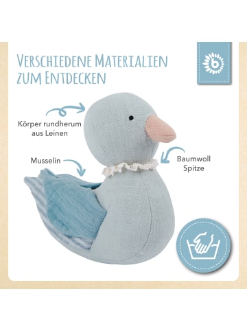 Bieco Spielwaren Kuscheltier aus Leinen & Musselin Ente - ab Geburt in Blau