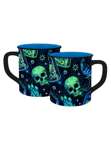 Geda Labels Tasse Skull Witchcraft Emaille-Optik 400ml in Schwarz - 400 ml