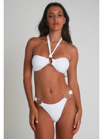 Moda Minx Bikinihose Irregular Hoop Fixed Brazilian Bikini Bottom in White
