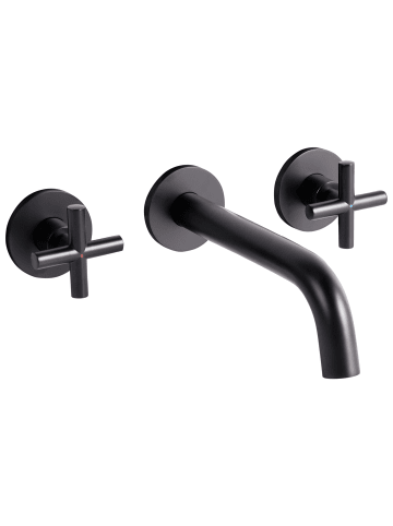 Beliani Wasserhähne KAIETEUR in Schwarz - (W) 30 x (H) 9 x (L) 21 cm