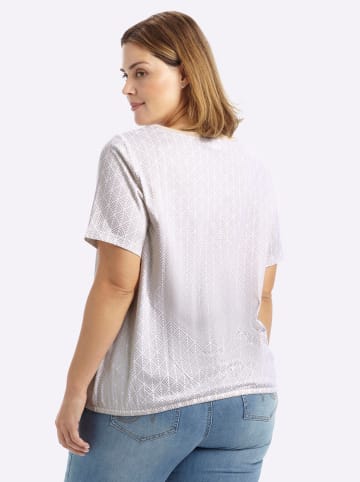 sheego Halbarmshirt in sand-weiß-bedruckt