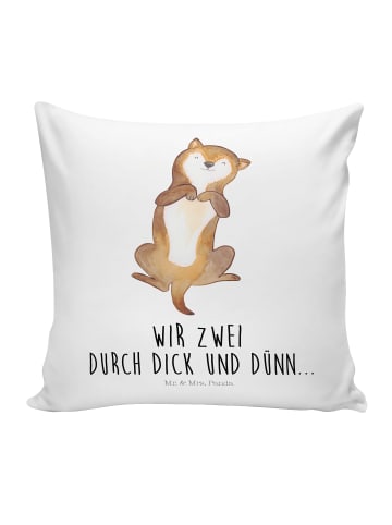 Mr. & Mrs. Panda 40x40 Kissen Hund Streicheln mit Spruch in Weiß