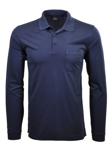 Ragman Softknit-Polo Fineliner, Langarm in Blau