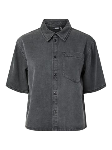 Pieces Jeanshemd in Dark Grey Denim