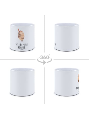 Mr. & Mrs. Panda Blumentopf Eule Federschmuck mit Spruch in Weiß