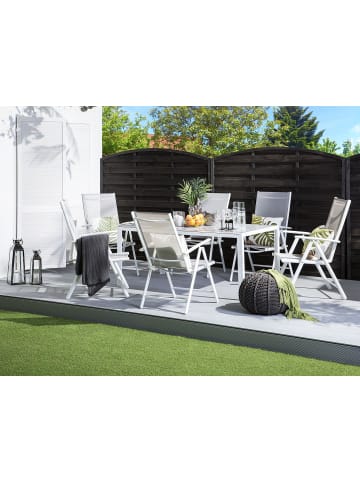 Beliani Gartentisch CATANIA in Grau/Weiß - (W) 91 x (H) 71 x (L) 160 cm