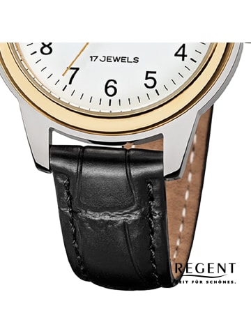 Regent Analog-Armbanduhr Regent Lederarmband schwarz mittel (ca. 32mm)