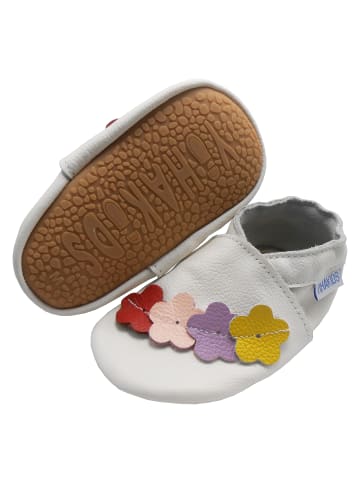 Yihakids Leder-Krabbelschuhe in Weiß