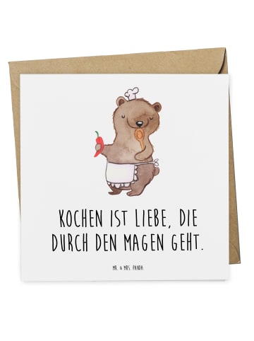 Mr. & Mrs. Panda Geschenkkarte Kochabend für zwei Liebe mit Spruch in Weiß
