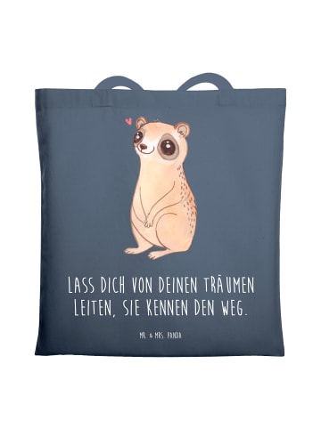 Mr. & Mrs. Panda Stoffbeutel Plumplori Glücklich mit Spruch in Indigo Blue