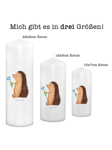 Mr. & Mrs. Panda Wachskerze Igel Blumen ohne Spruch in Weiß