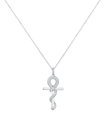 KUZZOI Halskette 925 Sterling Silber Kreuz, Schlange in Silber