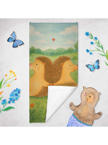 Mr. & Mrs. Panda Handtuch Igel händchenhaltend Design ohne Spruch in Grau Pastell