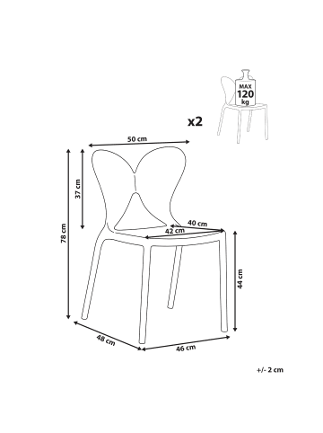 Beliani 2er-Set Esszimmerstuhl LARISSA in Grau