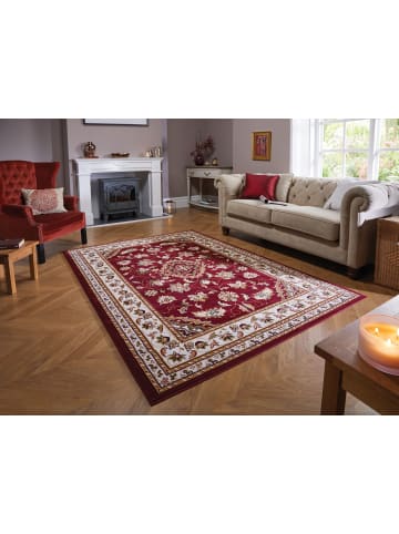 KADIMA DESIGN Orientteppich Bordüre floral klassischer Wohnzimmer-Teppich in Rot