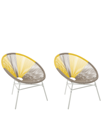 Beliani 2er-Set Cocktailsessel ACAPULCO in Bunt/Weiß/Beige