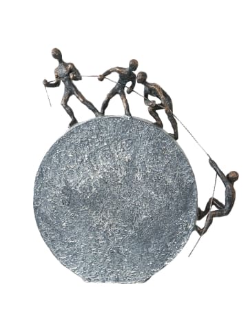 GILDE Skulptur Lifting bronzefarben, grau - (H) 35 cm