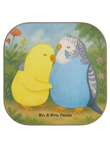 Mr. & Mrs. Panda Untersetzer für Gläser Wellensittich Liebe Desi... in Weiß