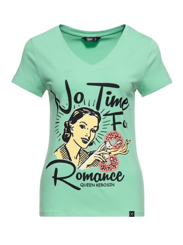 Queen Kerosin Queen Kerosin Print T-Shirt No Time For Romance in mint