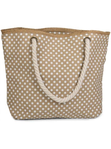 styleBREAKER Strandtasche in Beige-Weiß