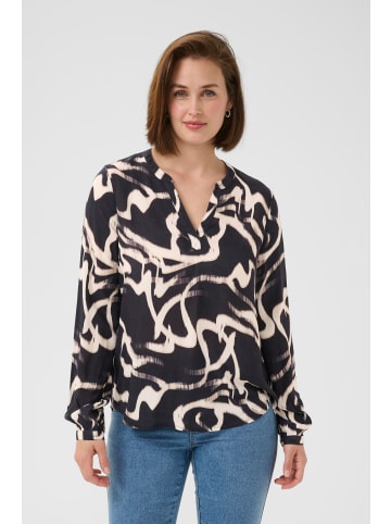 Kaffe Langarm-Bluse KAbeathe Regular fit in Black/Nature Organic Lines