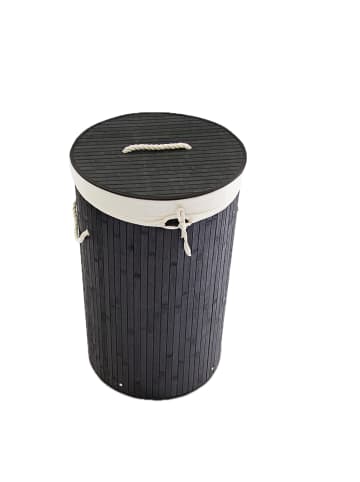 relaxdays 3 x Wäschekorb in Schwarz - (H)65 x Ø41 cm